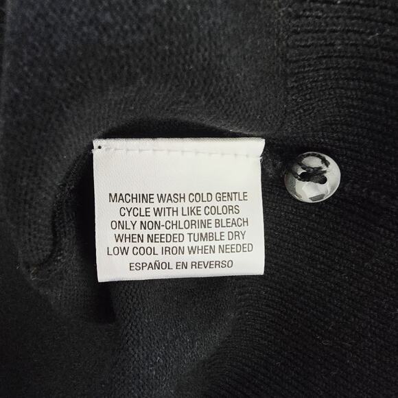 Charter Club Cardigan Sweater Size L Black Button Down Preppy Classic Stretch - Picture 5 of 5